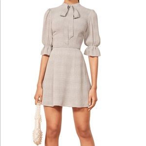 REFORMATION Cassie Tie Neck Mini Dress